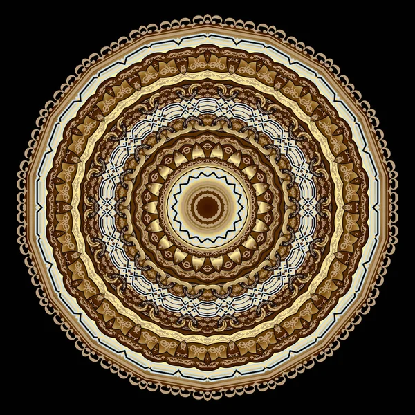 Blommig Rund Mandala Mönster Prydnadsvektor Bakgrund Etnisk Bakgrund Vintage Gyllene — Stock vektor