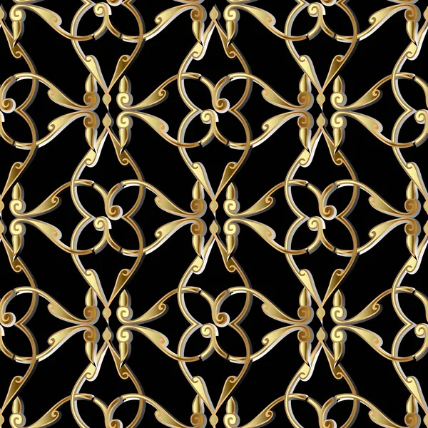 Patrón Inconsútil Arabesco Floral Dorado Fondo Vectorial Ornamental Fondo Repetición — Archivo Imágenes Vectoriales