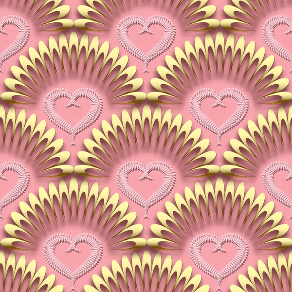 Schöne Liebe Herzen Nahtlose Muster Vector Ornamentalen Rosa Hintergrund Luxuriöse — Stockvektor