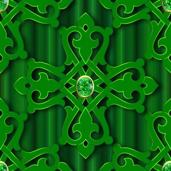 Patrón Joyería Sin Costura Texturizado Fondo Verde Cortina Fondo Vector — Archivo Imágenes Vectoriales