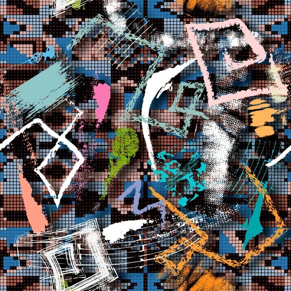 Modern Desenli Grunge Pürüzsüz Desen Sert Renkli Mozaik Arka Plan — Stok Vektör