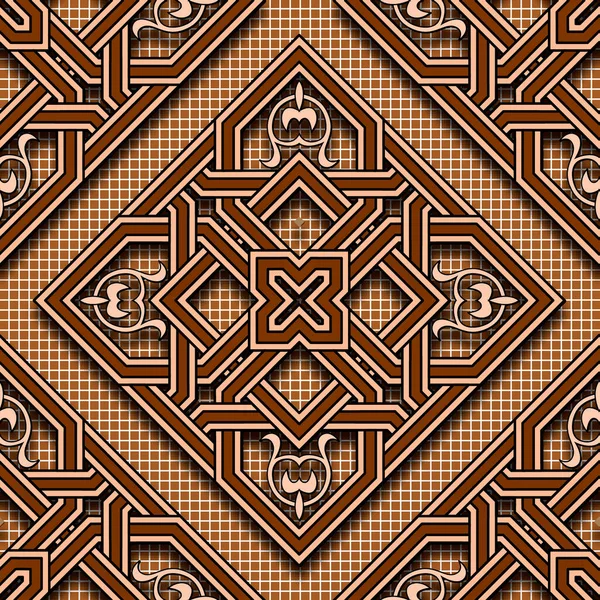 Arabesque Motif Floral Sans Couture Texturé Fond Mosaïque Numérique Répétition — Image vectorielle