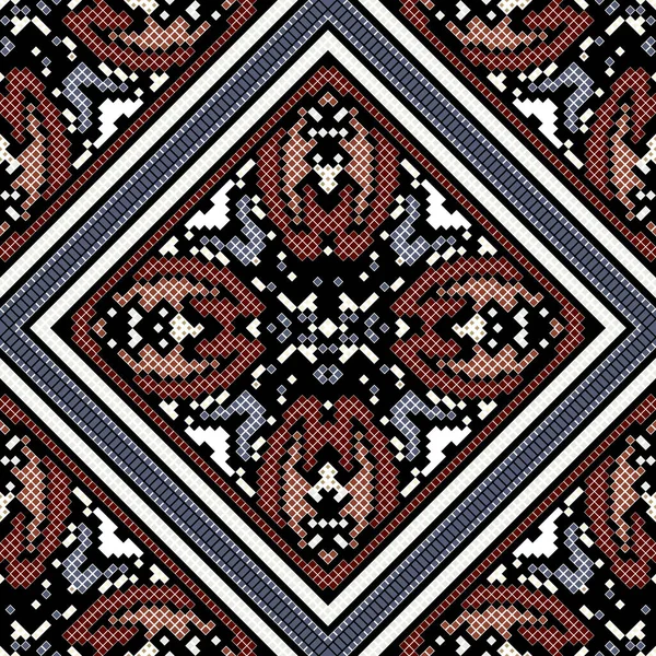 Mosaïque Motif Floral Sans Couture Fond Style Broderie Texturé Vecteur — Image vectorielle