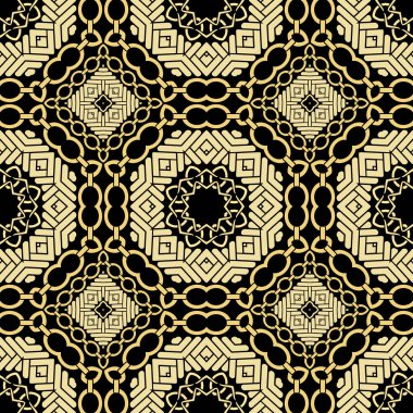 Renkli, pürüzsüz desen. Kabile etnik geçmişi. Modern vektör arkaplanını tekrarla. Arabesk süsü. Zincirli, kolyeli, örgülü ipli, geometrik şekilli, çiçekli soyut desenli..