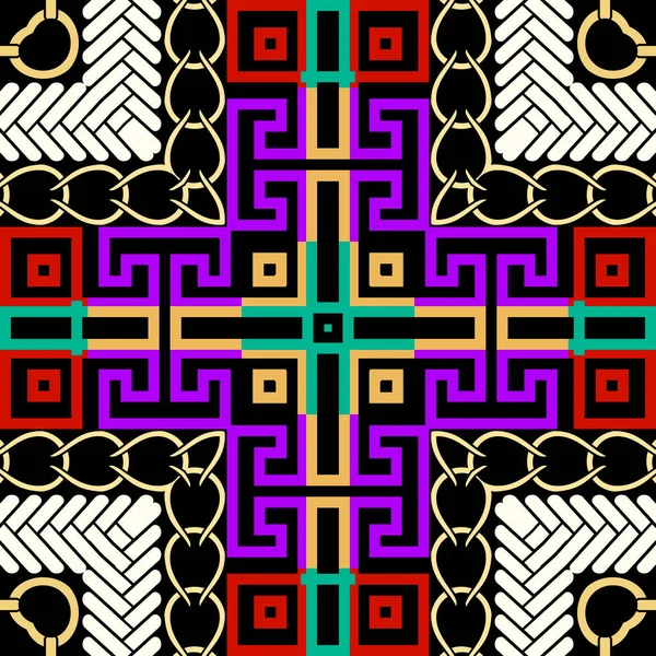 Modèle Géométrique Sans Couture Coloré Style Ethnique Tribal Tartan Plaid — Image vectorielle