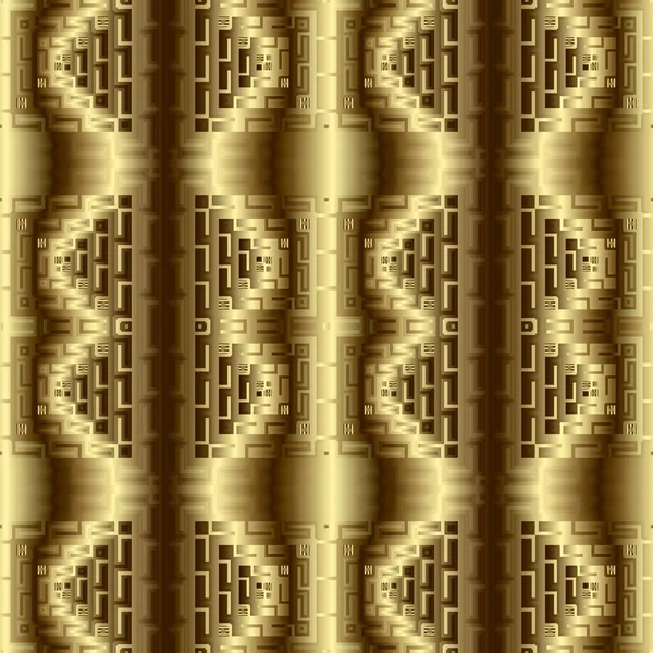 3Dテクスチャゴールドシームレスパターン 表面のドレープの背景 幾何学的な繰り返しグランジの背景 3次元壁紙 無限のテクスチャを並べ替えます 効果のあるモダンなデザイン 豪華な金色の3D装飾品 — ストックベクタ