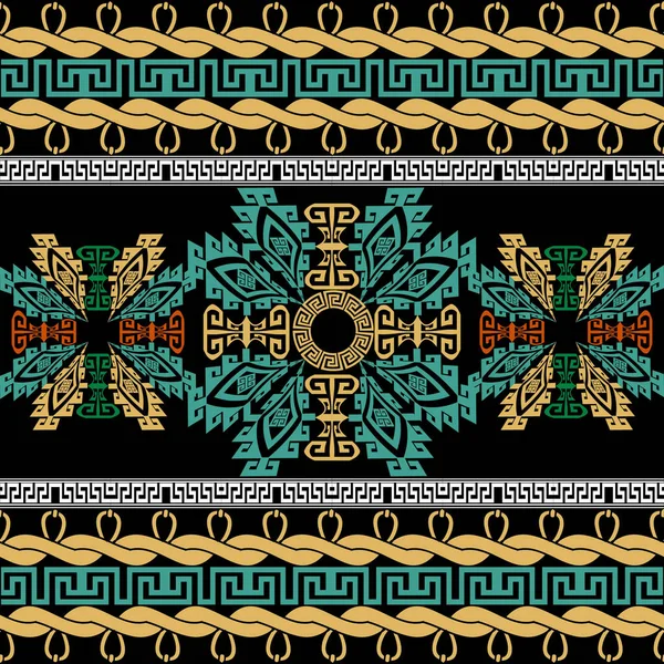 Patrón Sin Costuras Las Fronteras Vector Ornamental Origen Étnico Tribal — Vector de stock