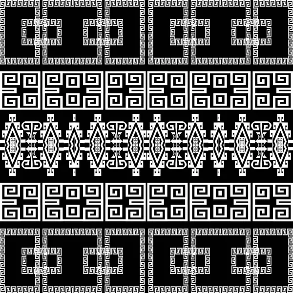 境界線シームレスパターン ベクトル装飾部族の民族的背景 装飾的な現代的な背景を繰り返します 美しい飾りだ ギリシャキー 記号と伝統的な境界線のデザイン — ストックベクタ