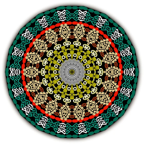 Patrón Mandala Redondo Tradicional Fondo Ornamental Vectorial Fondo Decorativo Coloridos — Archivo Imágenes Vectoriales
