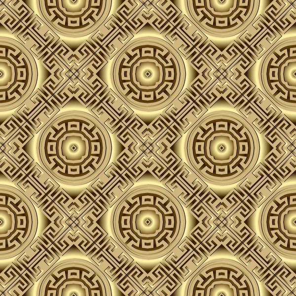 Gold Seamless Pattern Surface Ornamental Luxury Baackground Greek Style Repeat — Stock Vector