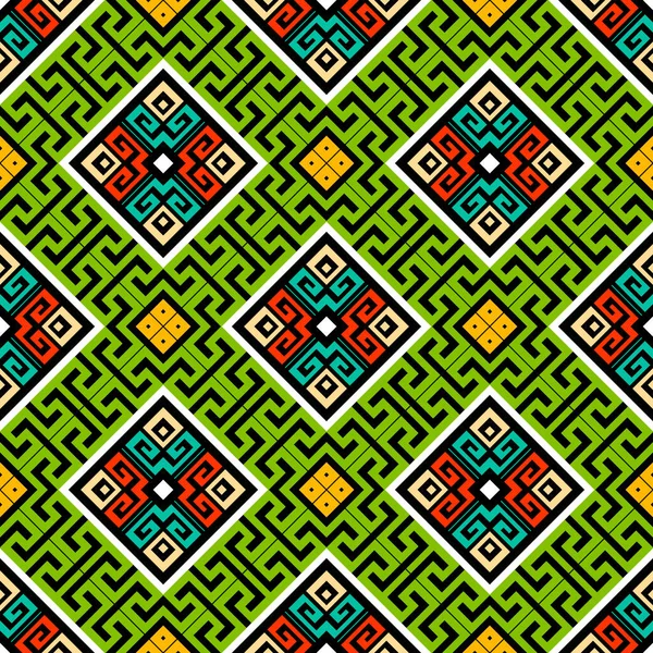 Modèle Sans Couture Style Ethnique Tribal Coloré Cadres Losanges Arrière — Image vectorielle