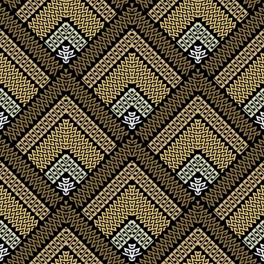 Geometrik kabile etnik, pürüzsüz desen. Rhombus şekilleri, labirentler, Yunanca anahtar, gezginler. Zigzag çizgileri. Kelt tarzı gotik Yunan süslemeleri. Zarif süs arka planı. Vektör dekoratif tasarımı.