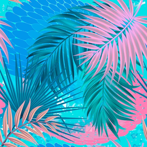 Palm Laisse Motif Sans Couture Fond Exotique Des Plantes Tropicales — Image vectorielle