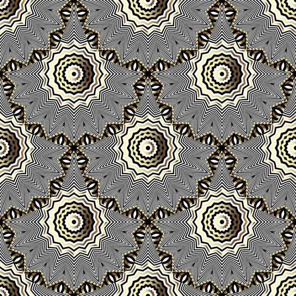 Geflieste Zickzack Mandalas Moderne Nahtlose Muster Ornamentaler Geometrischer Vektor Hintergrund — Stockvektor