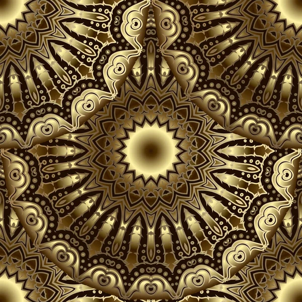 Oro Lujo Patrón Sin Costura Vector Brillante Fondo Flores Doradas — Vector de stock