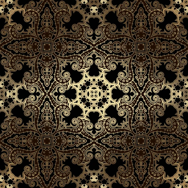 Vintage Floral Lujo Patrón Sin Costuras Oro Fondo Brillante Vector — Archivo Imágenes Vectoriales