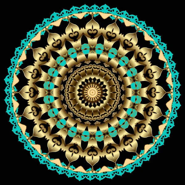 Fleur Vintage Modèle Mandala Rond Luxe Rosette Assiette Fond Vectoriel — Image vectorielle