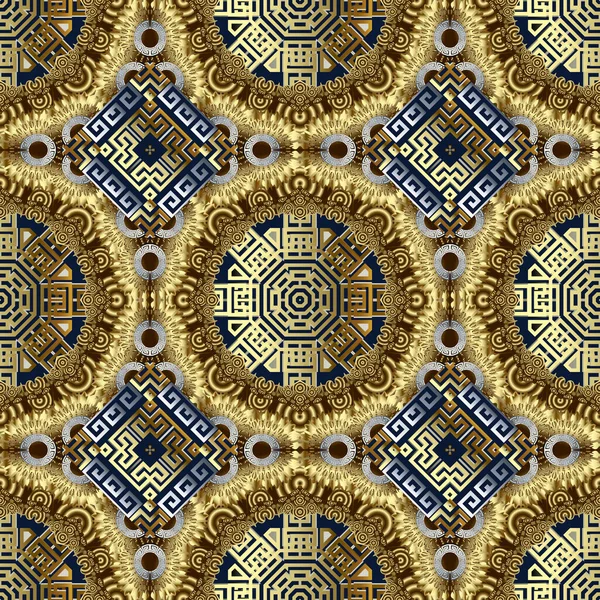 Modèle Vectoriel Grec Géométrique Sans Couture Fond Floral Abstrait Répétez — Image vectorielle