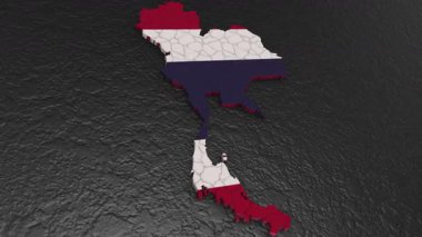 Tayland haritası 3D. Tayland 'ın 3d haritası