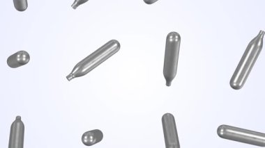 Karbondioksit Kartuş Düşen Animasyon. Hava tüfekleri ve hava tabancaları fişeği. 4K