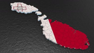 Malta haritası 3D. Malta 'nın 3d haritası