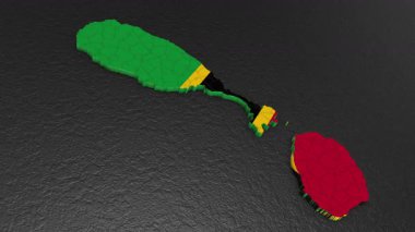 Saint Kitts ve Nevis haritası 3D. Saint Kitts ve Nevis 'in 3D haritası