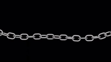 Şeffaf bir arkaplanda stilize metal zincir asma animasyonu. 4K