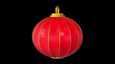 Çin Yeni Yıl Feneri Şeffaf Arka planda Dönüyor. Kusursuz döngü. 4K