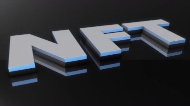 nft 3d dönen metin parlak bir arkaplan üzerinde. Arkaplanda NFT 'ler
