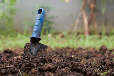Bir bahçe küreğini yere yakın tut.