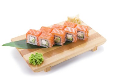 Taze phikladelphia rulo üzerinde izole beyaz arka plan.