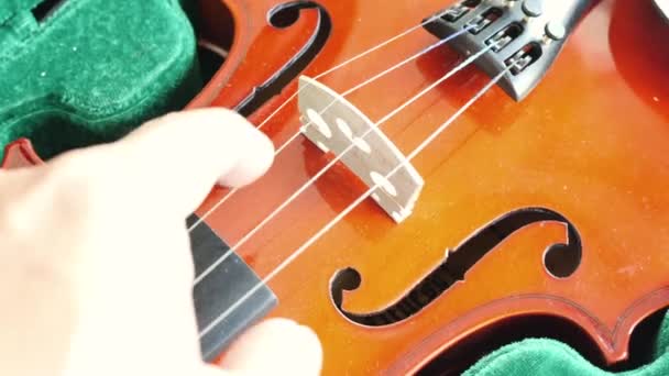 Gros plan d'un musicien jouant du violon, musique classique — Video