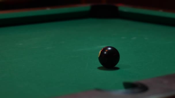 Pool Game - Ball Potted in Corner Pocket — Stock Video