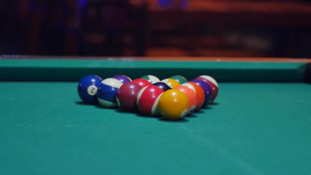 Pool Game - Ball Potted in Corner Pocket — Stock Video