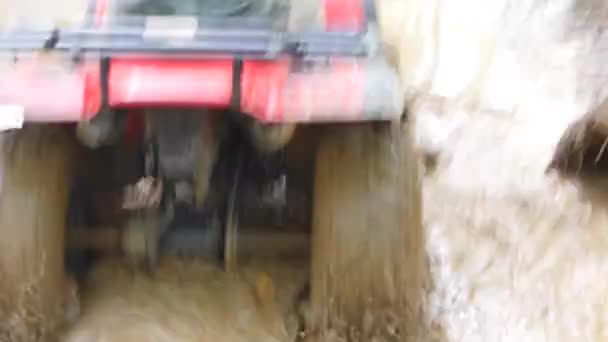 VTT conduire à travers la flaque de boue — Video