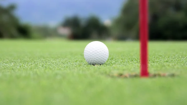 Golfball auf Kurs — Stockfoto