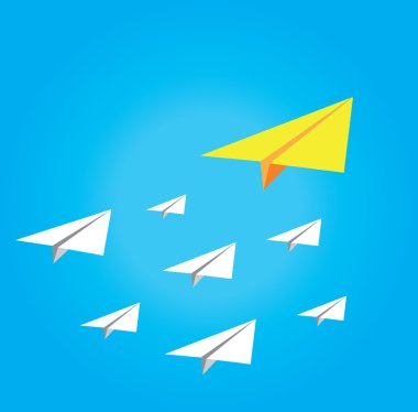 Kağıt Uçak mavi. büyüme veya liderlik kavramı. busine