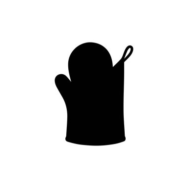 fırın eldiveni silueti beyaz arkaplanda izole edildi