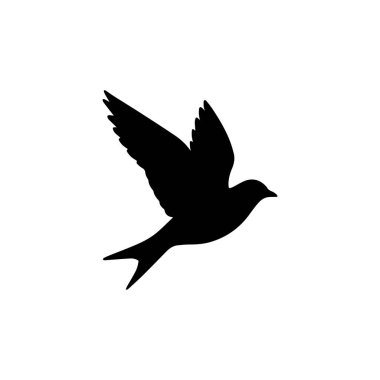 Beyaz arka plan üzerinde izole uçan kuş siluet