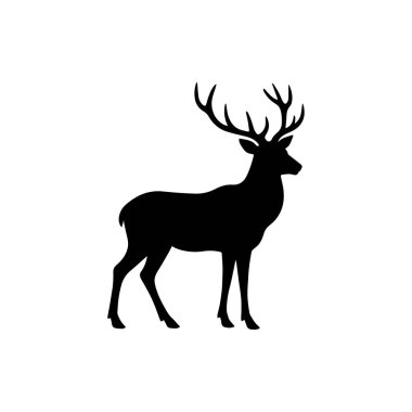 standing deer silhouette isolated on white background