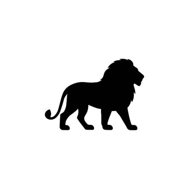 standing lion silhouette isolated on white background