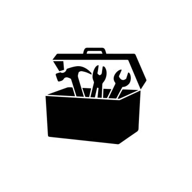 toolbox silhouette icon with tools wrench hammer screwdriver illustration