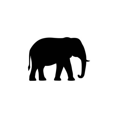 walking elephant silhouette isolated on white background