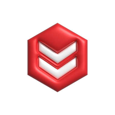 Beyaz katmanlı kırmızı altıgen logosu