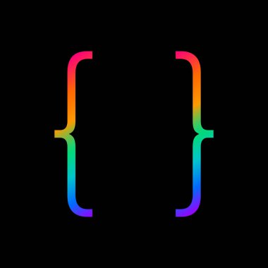 Siyah arkaplanda renkli kıvrımlı diş telleri gradyan tasarımı