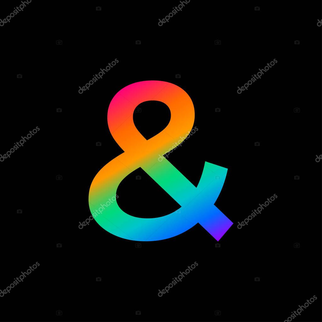 Colorful gradient ampersand symbol on dark background