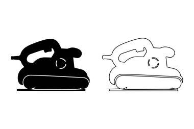 Kemerli Sander Silueti ve Ahşap Çalışması ve Atölye Araçları İçin Taslak Simgeleri