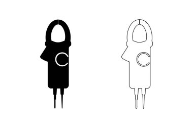 Voltaj Testi Silüeti ve Elektrik Araçları ve Ekipmanları için Taslak Simgeleri