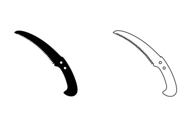 Kesme Testere Silueti ve Bahçe ve Peyzaj Araçları için Taslak Simgeleri