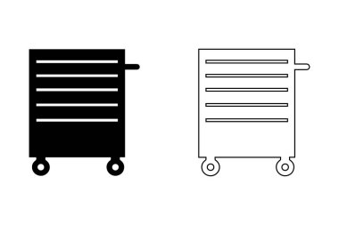 Araç Depolama Kabinesi Silueti ve Atölye ve Garaj Simgeleri